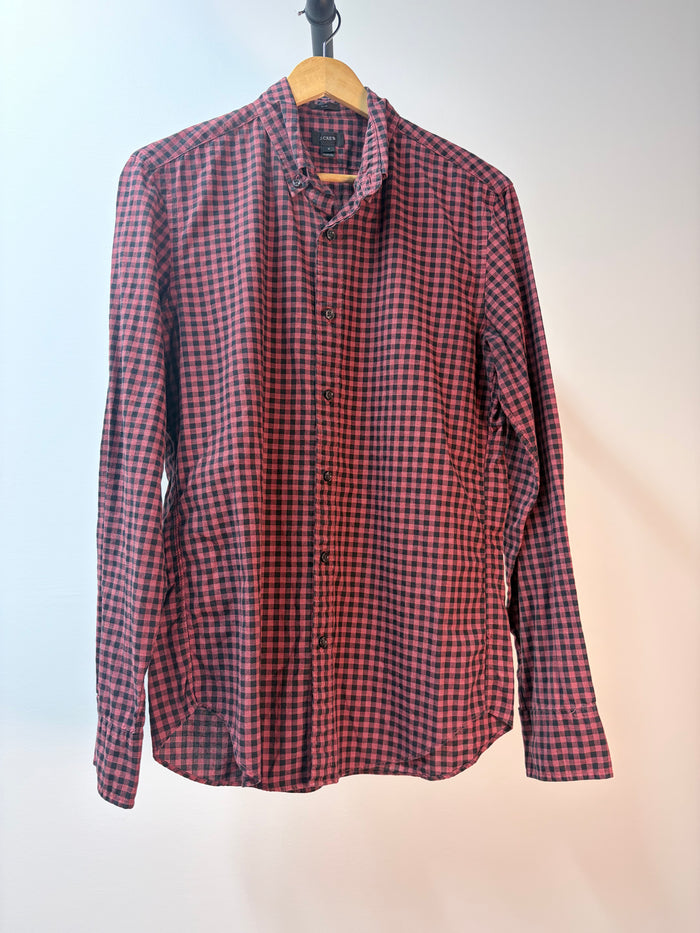 J.Crew Red & Black Gingham Slim Long-Sleeve Shirt