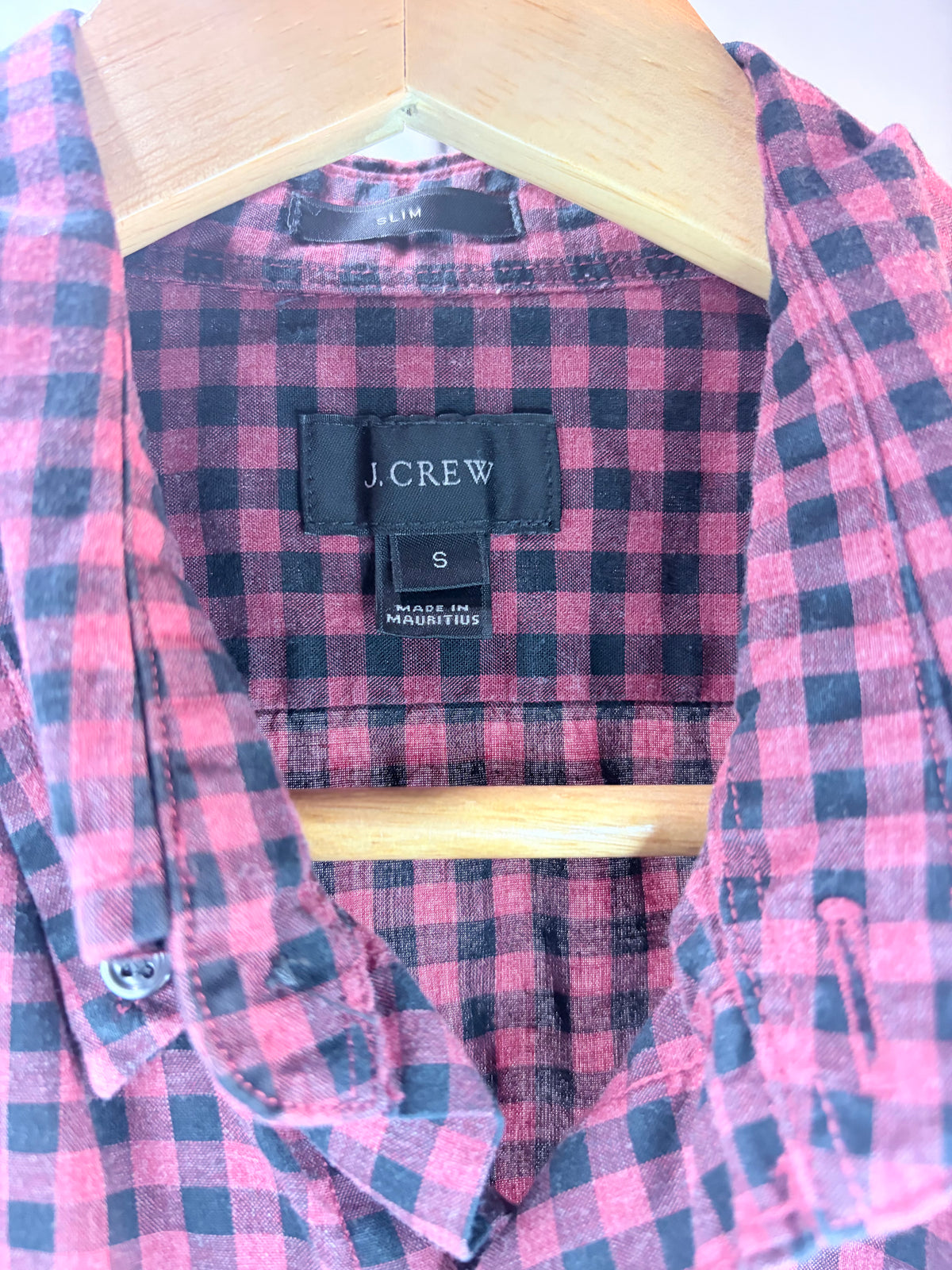 J.Crew Red & Black Gingham Slim Long-Sleeve Shirt