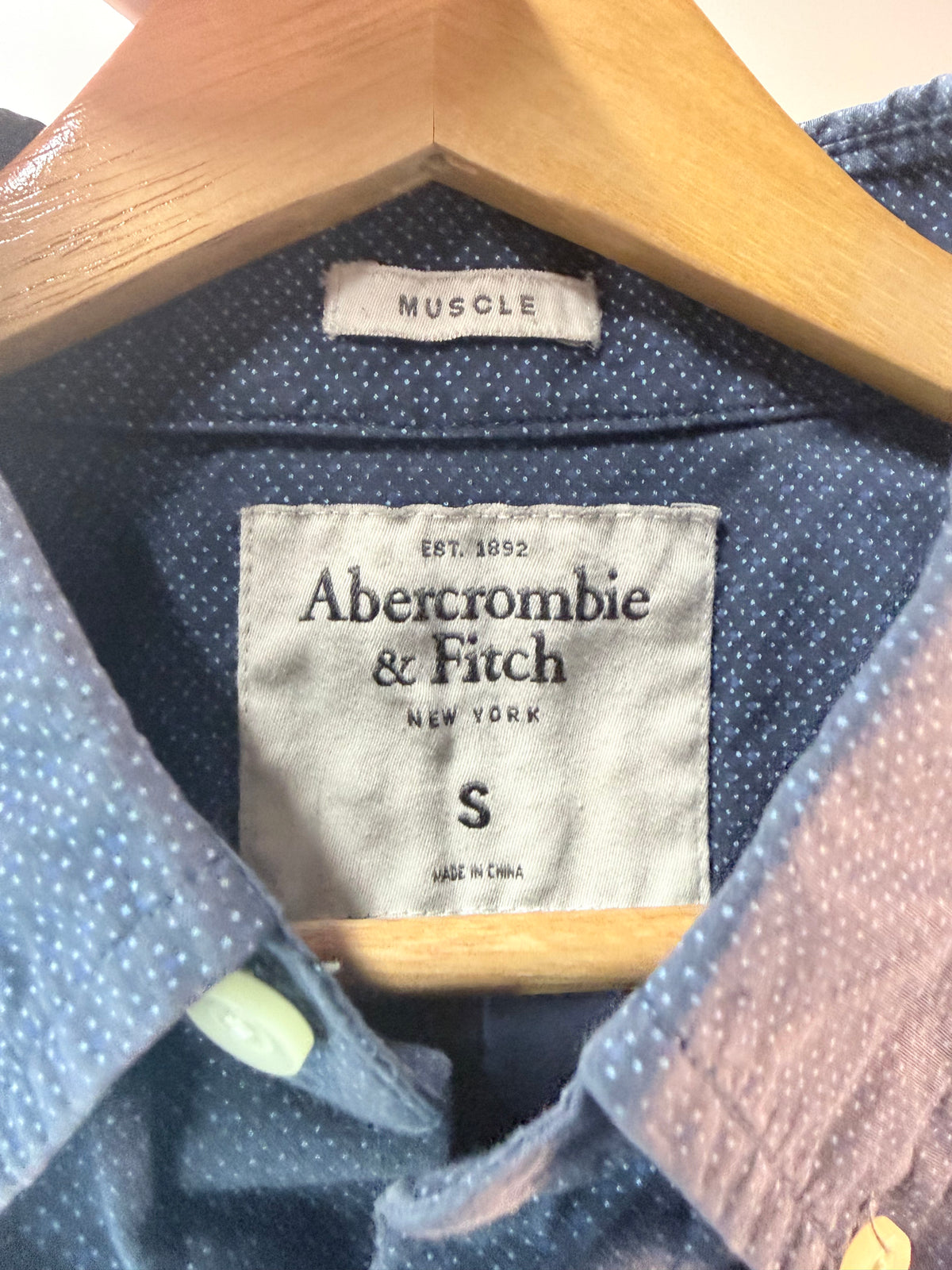 Abercrombie & Fitch Navy Microdot Muscle-Fit Long-Sleeve Shirt