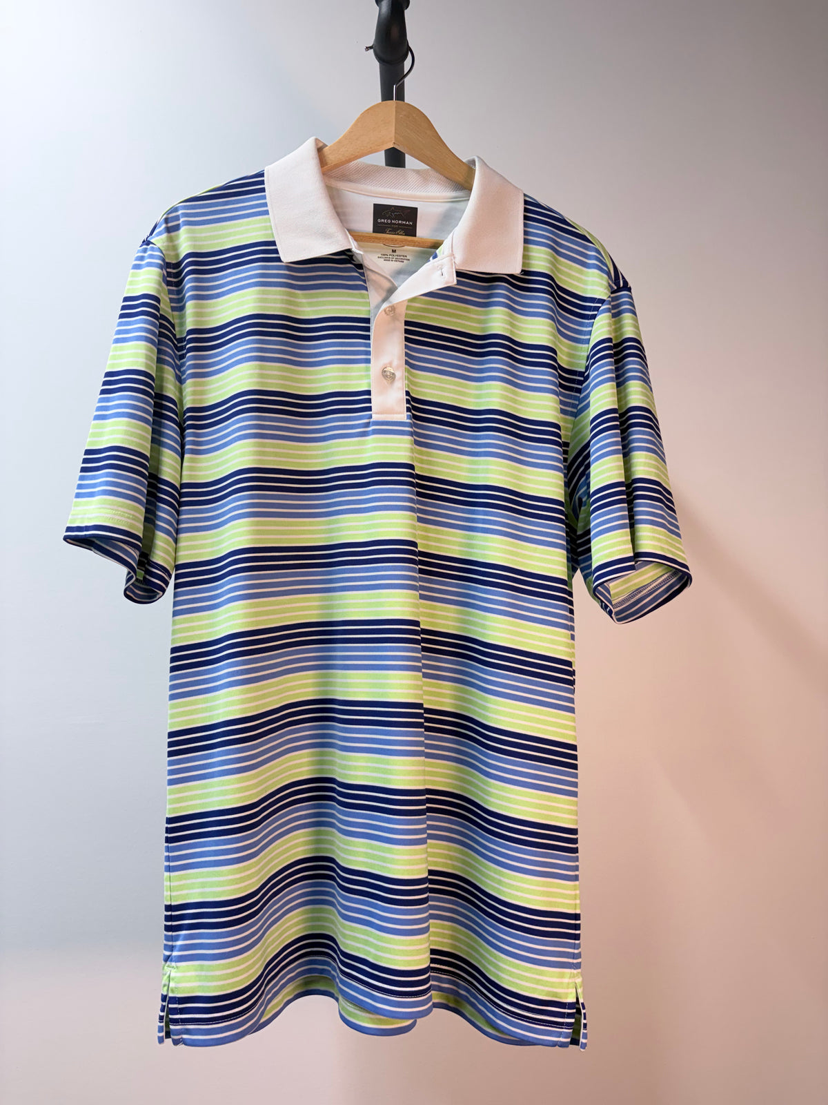 Greg Norman for Tasso Elba Striped Performance Golf Polo