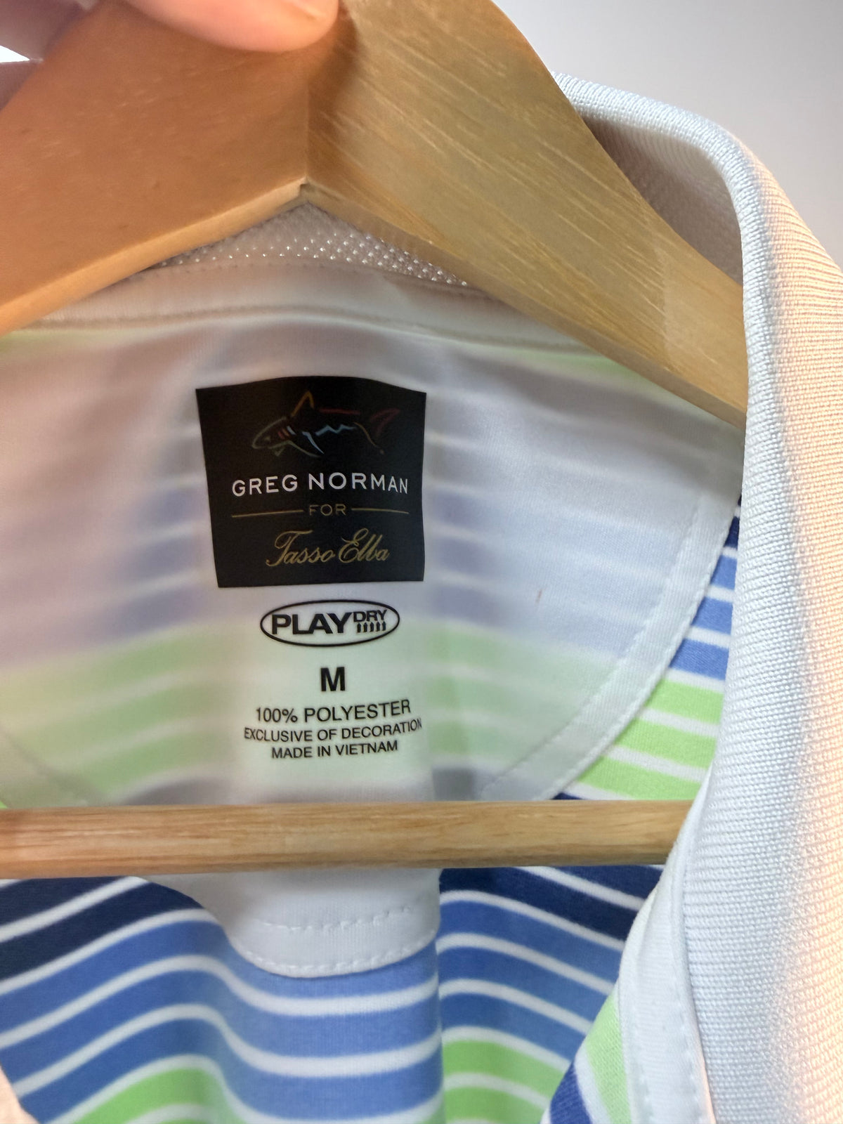 Greg Norman for Tasso Elba Striped Performance Golf Polo