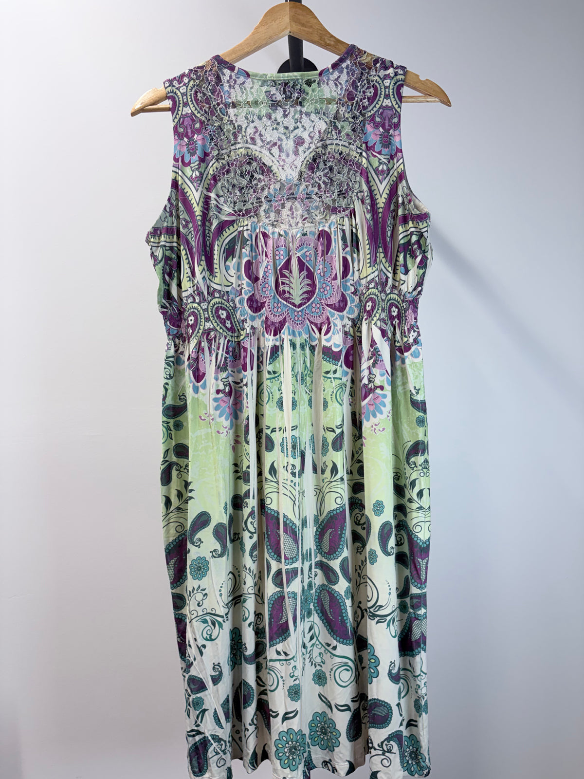 Unity World Wear Paisley Embellished Boho Maxi Dress - L