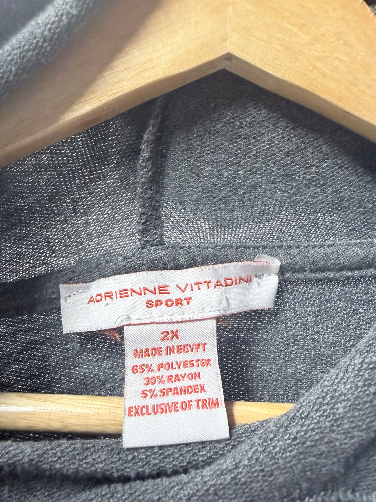 Adrienne Vittadini Sport Gray Hooded Pullover - Women’s 2X