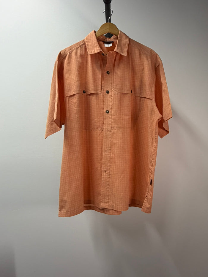 Patagonia Orange Grid Short Sleeve Button-Down Shirt - Men’s L