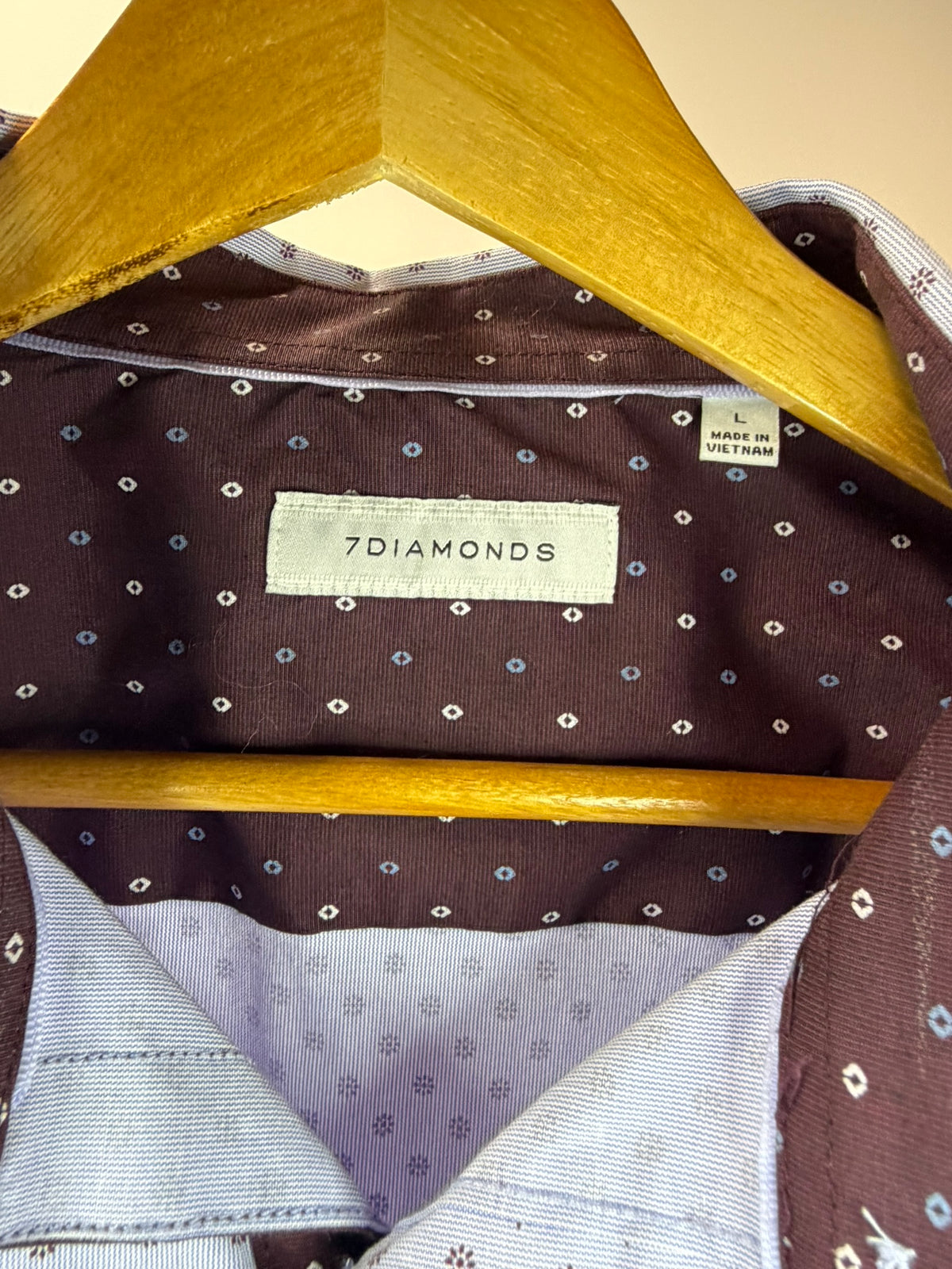 7 Diamonds Light Blue Dot Print Button-Down Shirt - Men’s L