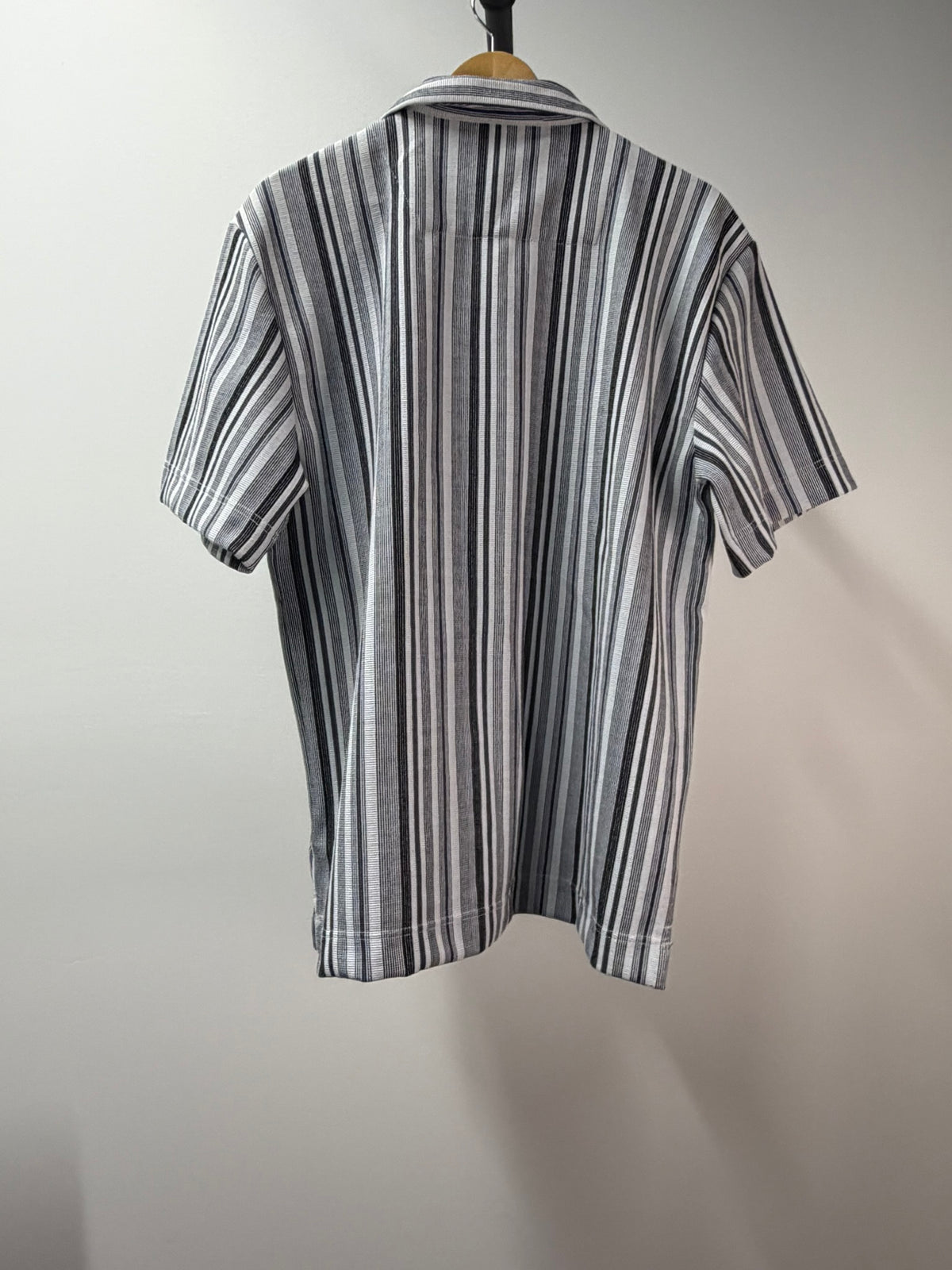 Saints Studio Black Gray Stripe Camp Shirt - Men’s S