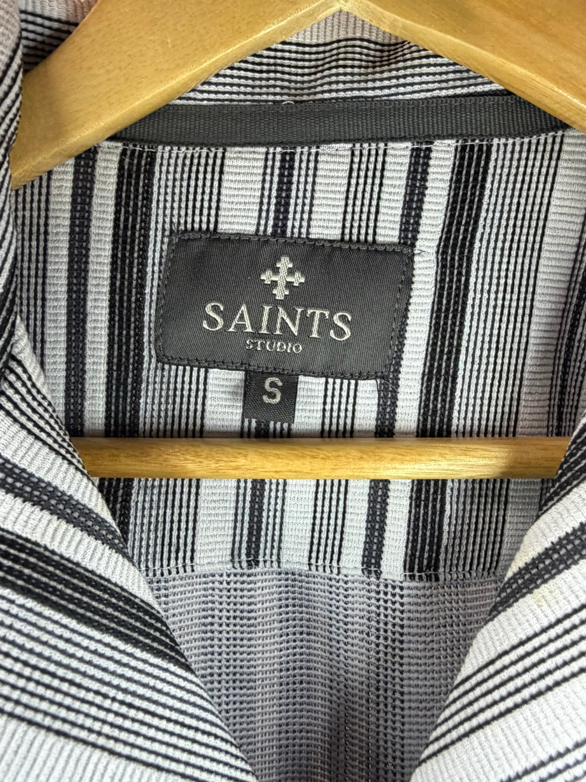 Saints Studio Black Gray Stripe Camp Shirt - Men’s S