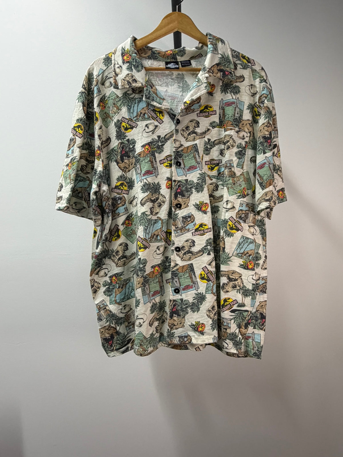 Jurassic Park Dinosaur All-Over Print Camp Shirt - XL