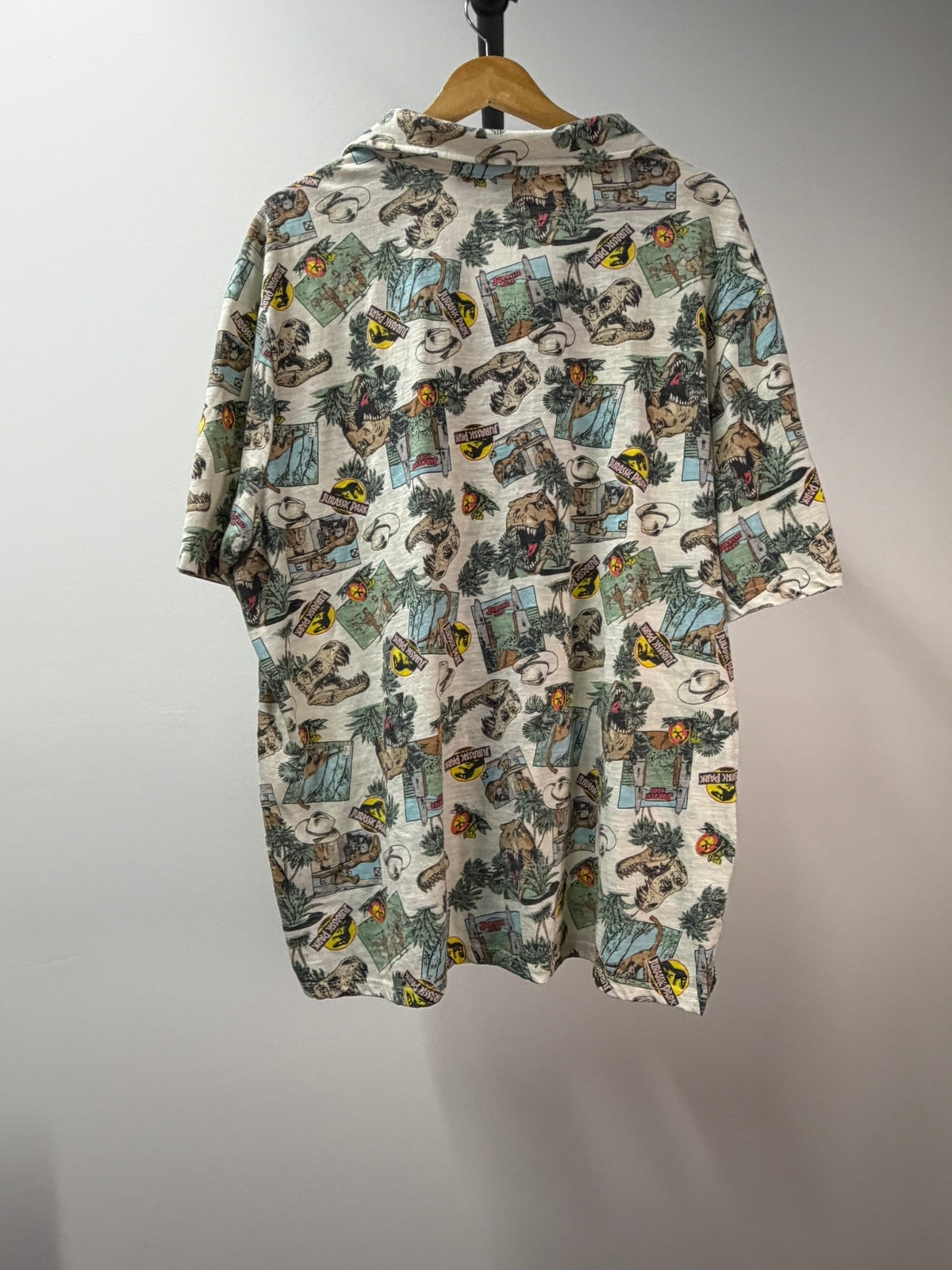Jurassic Park Dinosaur All-Over Print Camp Shirt - XL