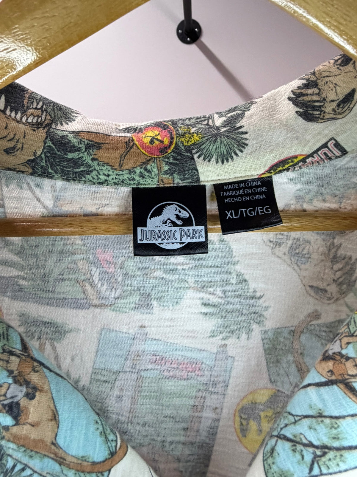 Jurassic Park Dinosaur All-Over Print Camp Shirt - XL