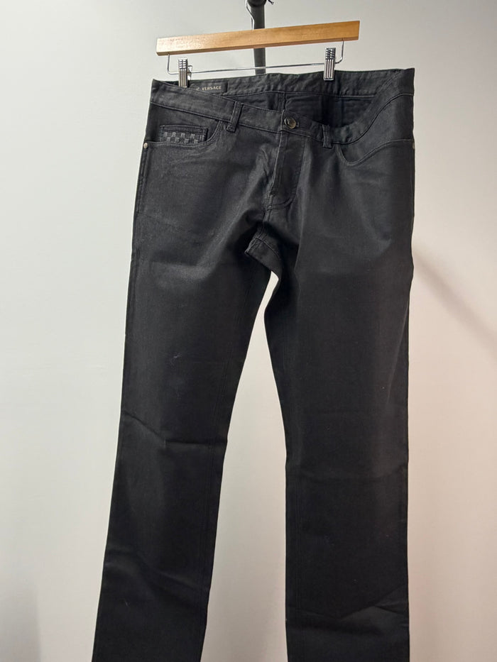 Versace Black Checkerboard Detail Jeans