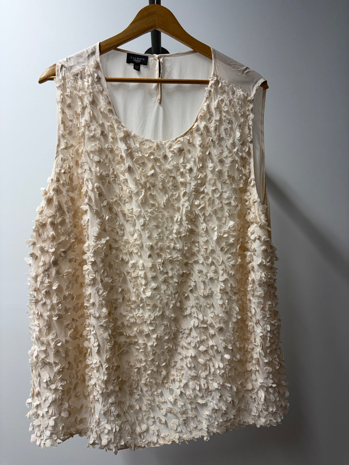 Talbots Ivory Blush Lace Front Sleeveless Top 22W
