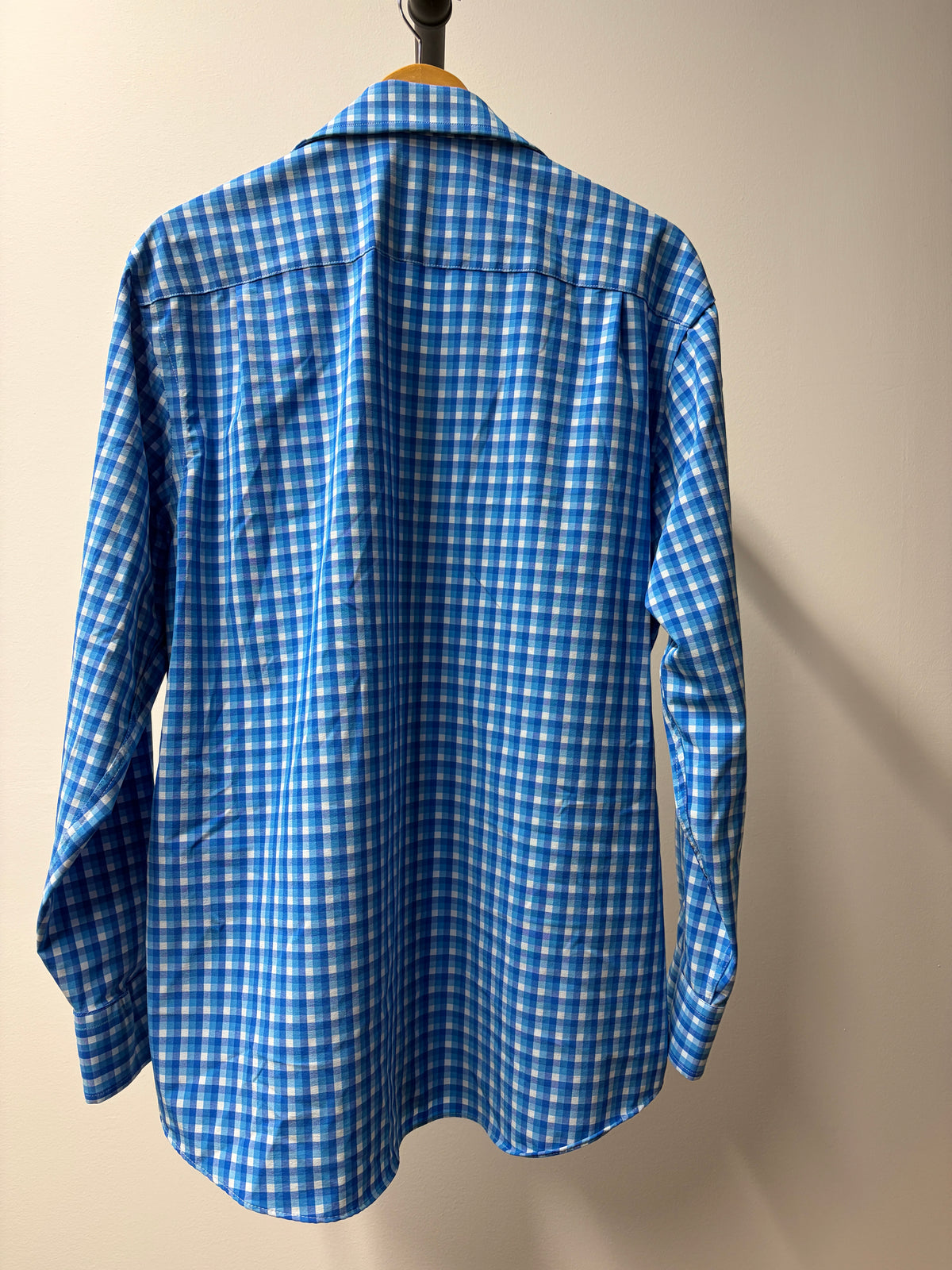 Lands’ End Blue Gingham Button-Up Shirt Size L