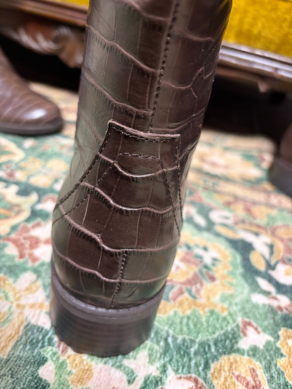 Easy Spirit × Martha Stewart Brown Croc-Embossed Boots | 9.5M