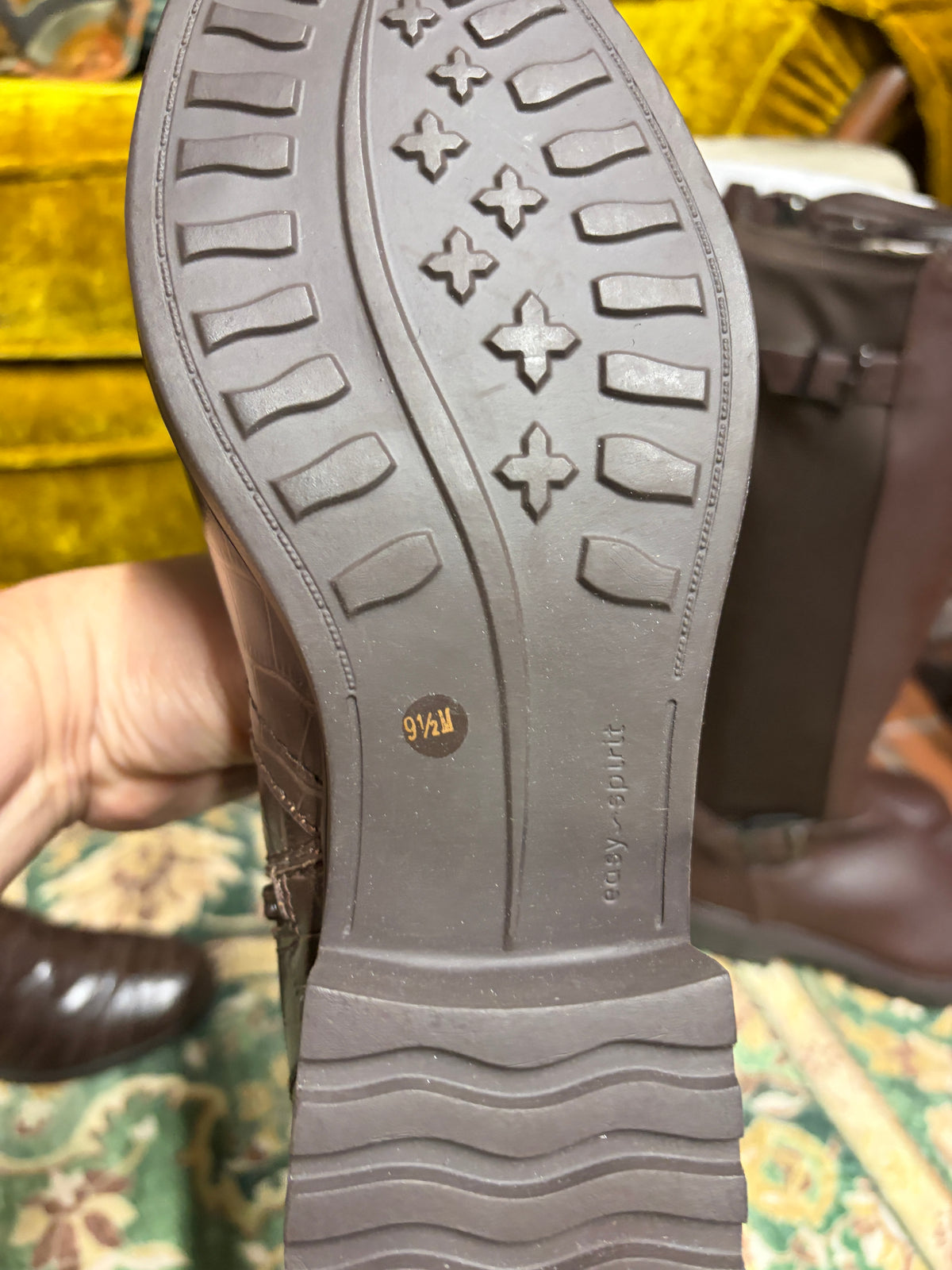 Easy Spirit × Martha Stewart Brown Croc-Embossed Boots | 9.5M