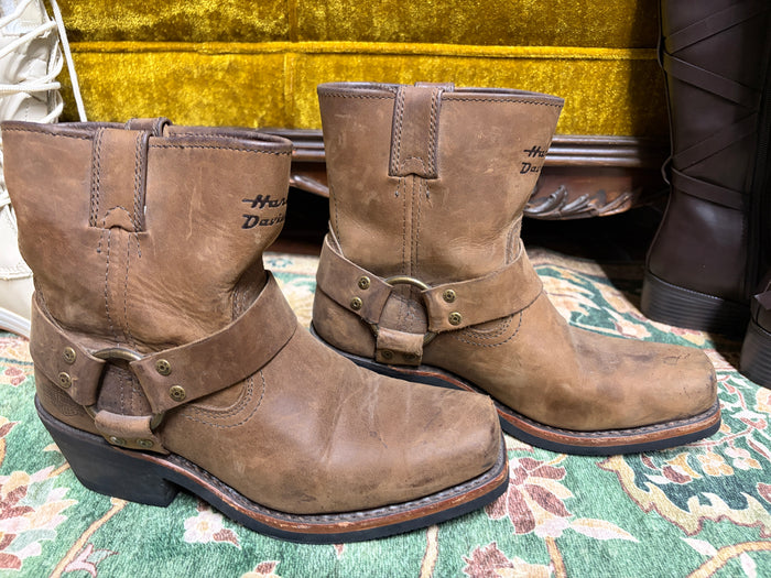 Vintage Harley-Davidson Tan Leather Harness Boots | Women’s 8